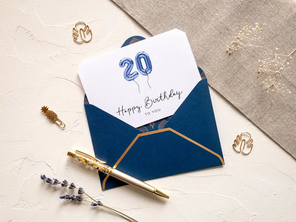 20th Birthday card blue with wax seal