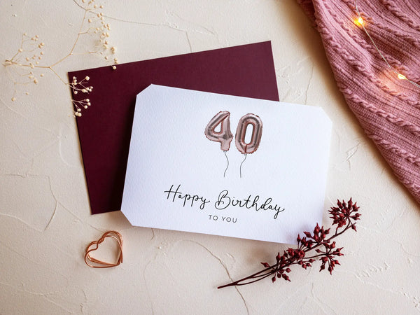 40th Birthday card red with wax seal