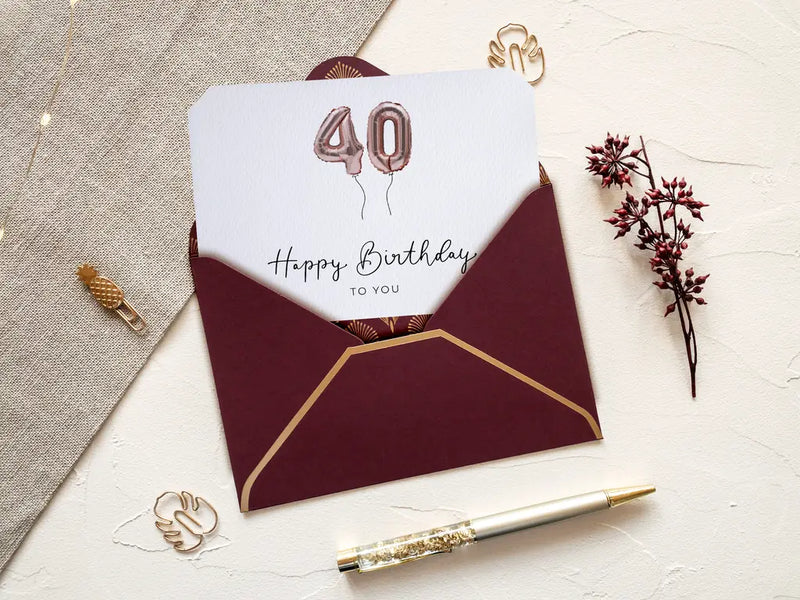 40th Birthday card red with wax seal