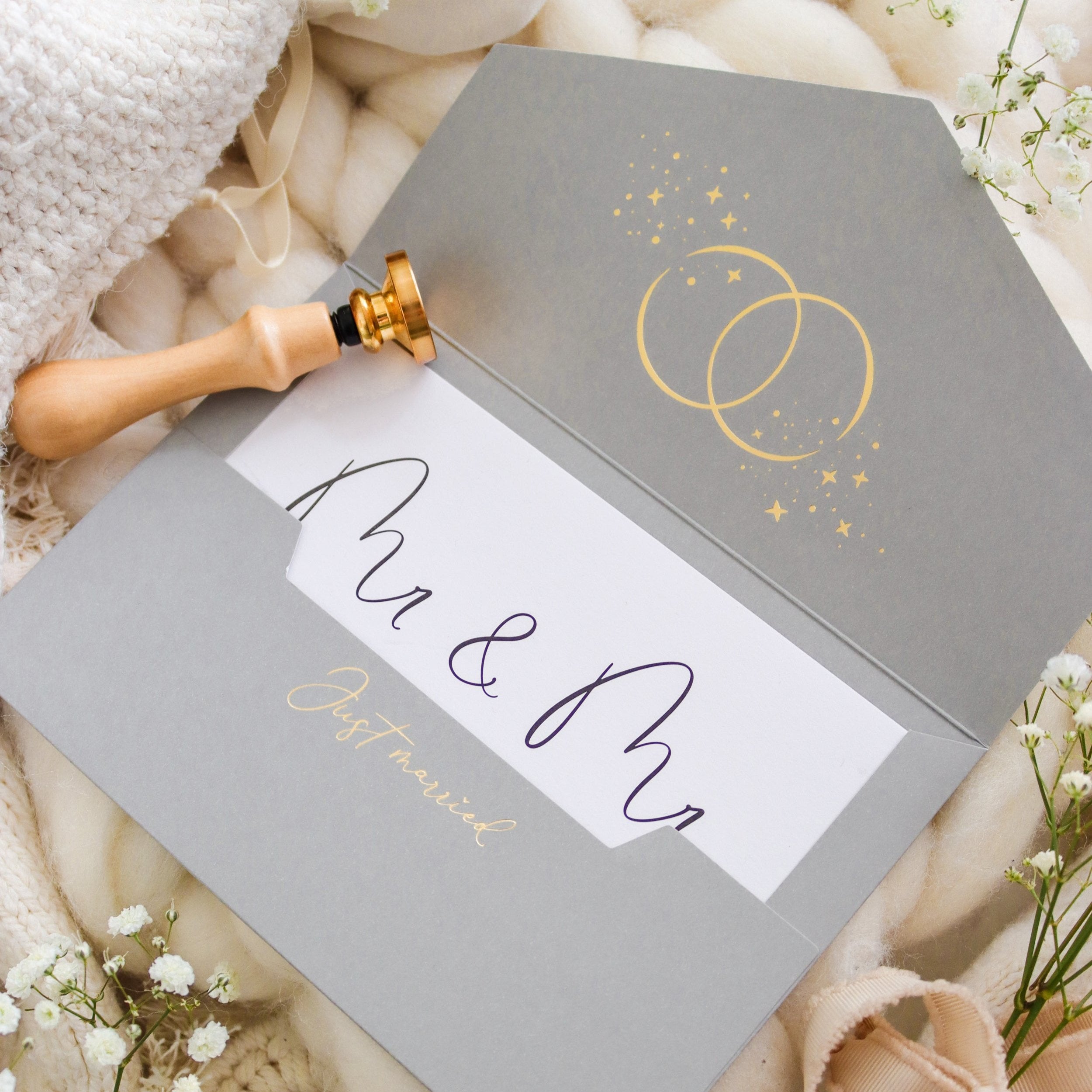 The best congratulations on the wedding Wedding card GRAY