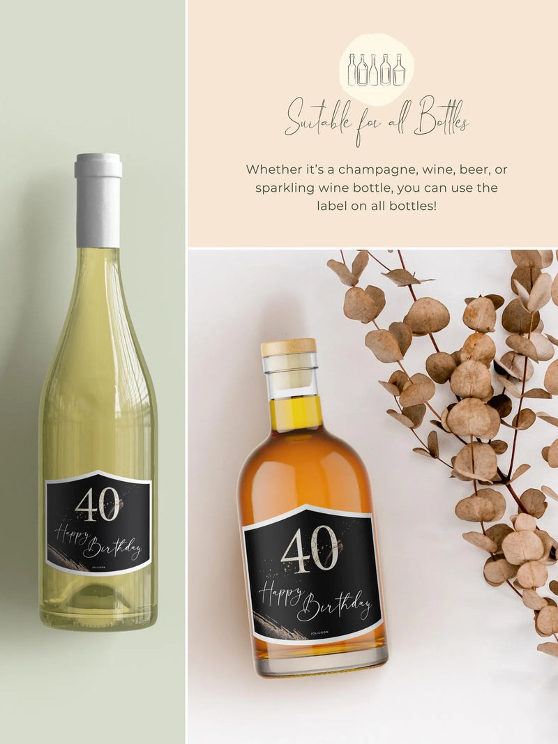 40th birthday wine bottle label