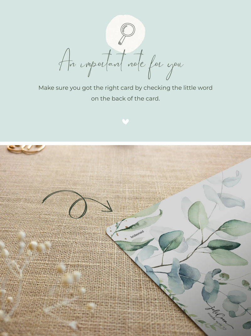 Will you be my bridesmaid scratch card Eucalyptus